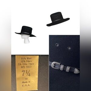Vintage Dynafelt Deluxe Fur Wool Blend Western Black Men Hat 7 1/4”( 58)